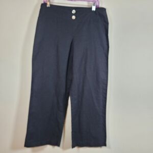 Fresh Produce Black Wide-Leg Cropped Pants M Linen&Cotton Minimalist